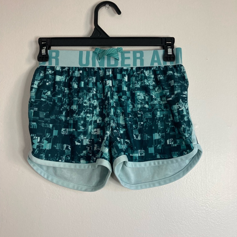 Under Armour Kids Patterned Teal Athletic Shorts